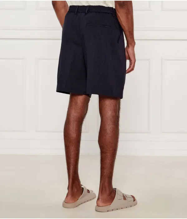 Льняные шорты P-Peter-RDS-S-WG-252 relaxed fit Boss, темно-синий — фото 4