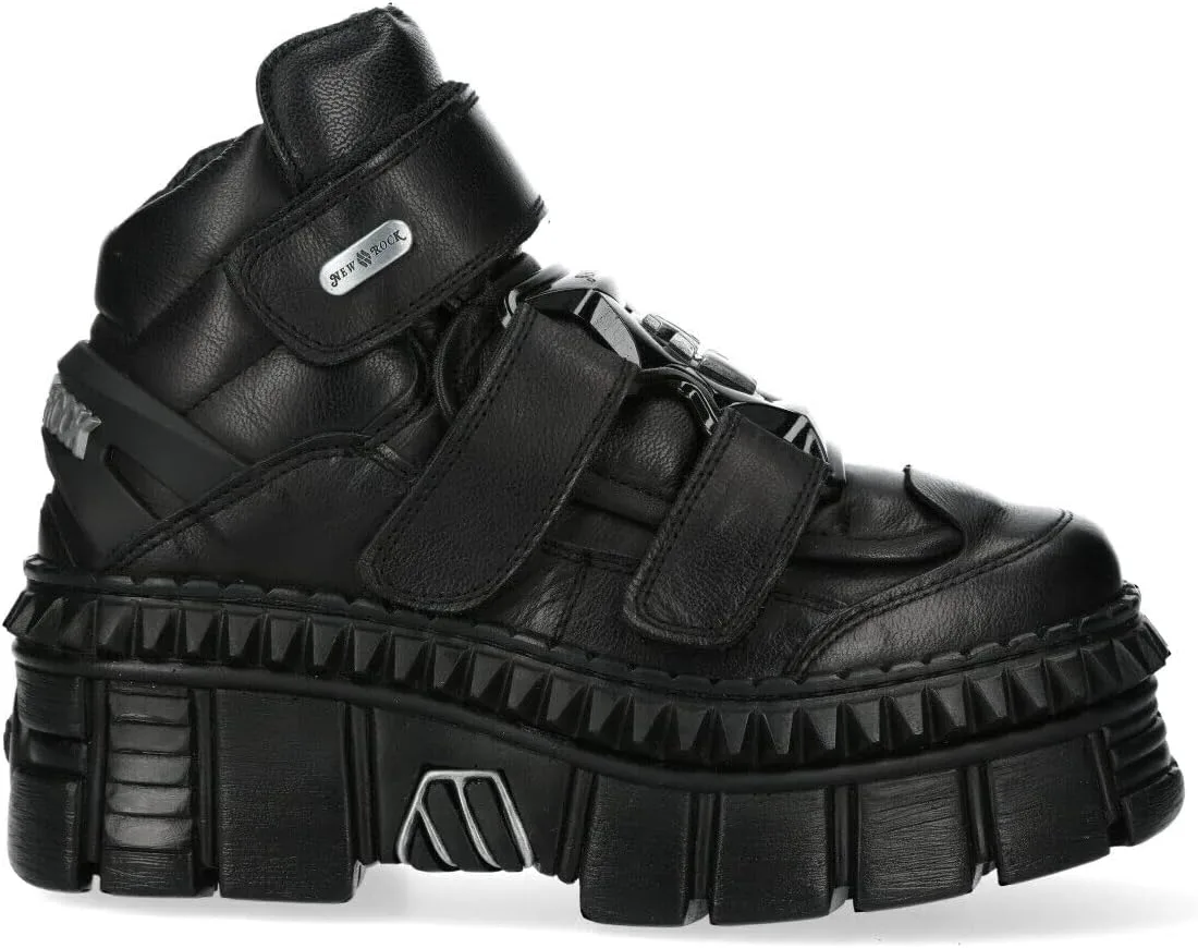 

Мужские черные кожаные готические ботинки на платформе New Rock WALL285-S3, черный