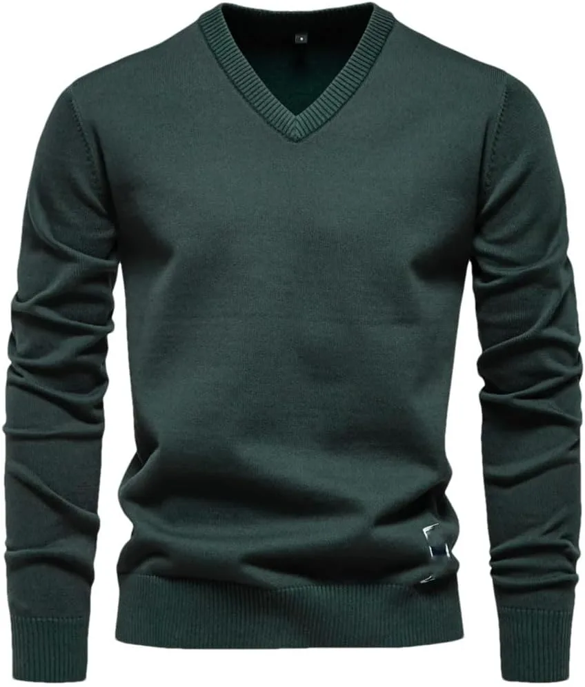 

Мужской зимний вязаный свитер с V-образным вырезом