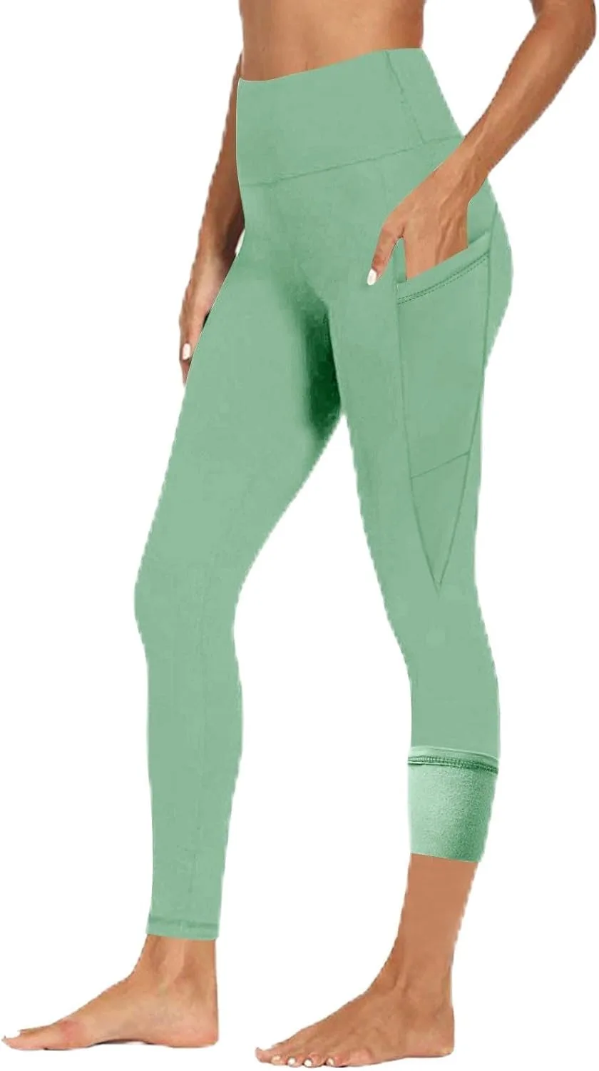 

Женские высокие флисовые леггинсы для йоги с карманами