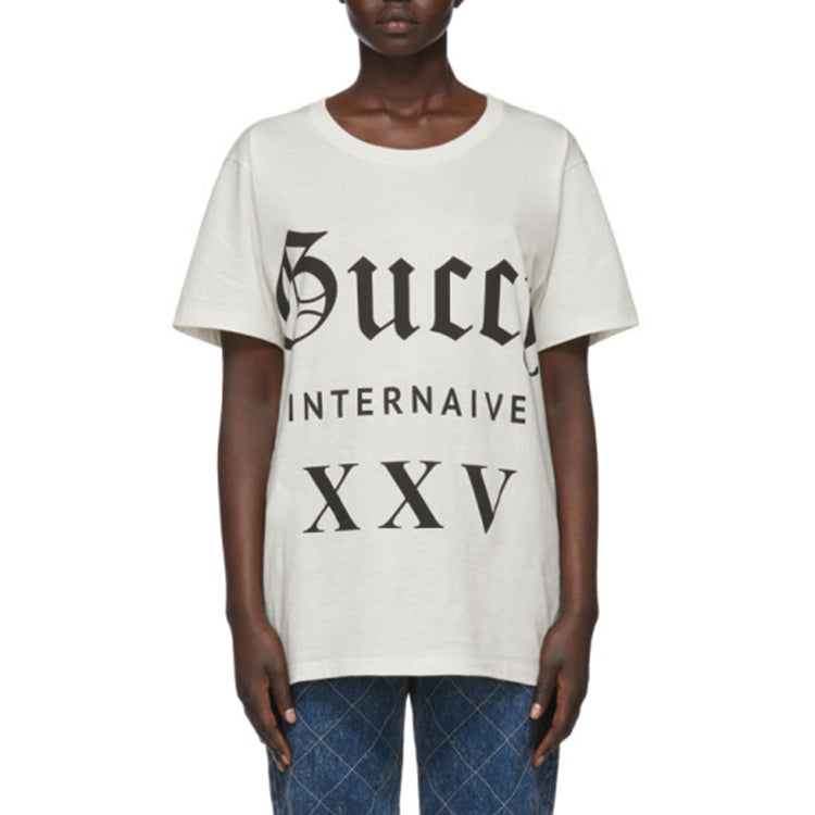 Футболка Gucci Guccy Series Cotton Short Sleeves Unisex White, кремовый — фото 3