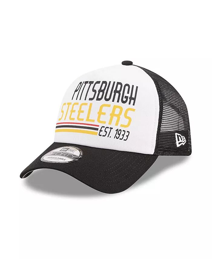 

Мужская белая/черная кепка Pittsburgh Steelers Stacked A-Frame Trucker 9FORTY Adjustable New Era
