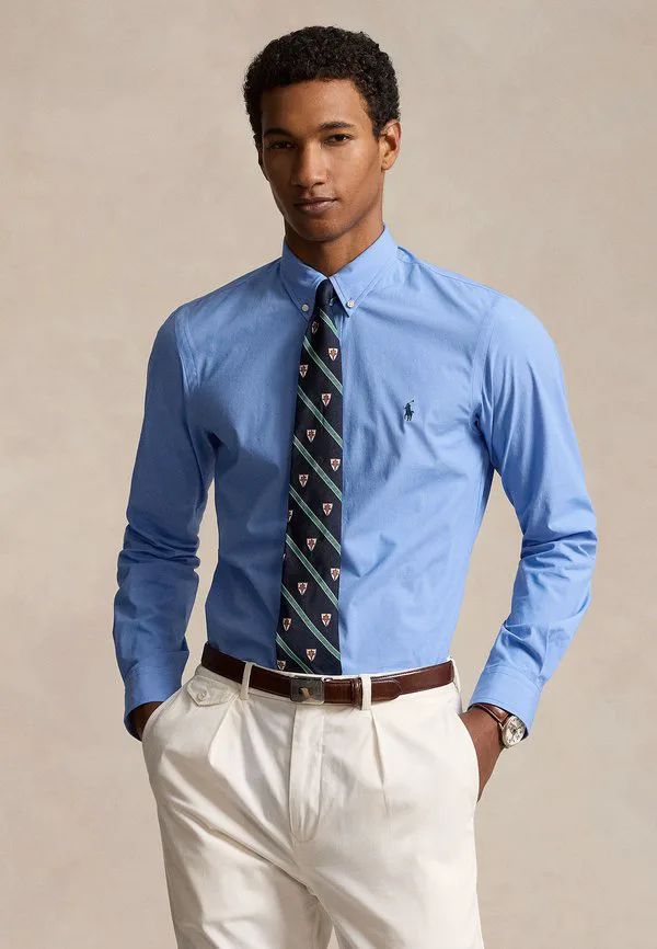 Рубашка из эластичного поплина, сшитая на заказ. Polo Ralph Lauren, Harbor Island Blue