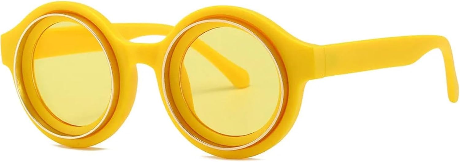 

Модные винтажные круглые солнцезащитные очки для женщин и мужчин в стиле панк, роскошные, классические, стимпанк, с защитой от УФ-излучения UV400 TYUVIVO, Yellow Yellow