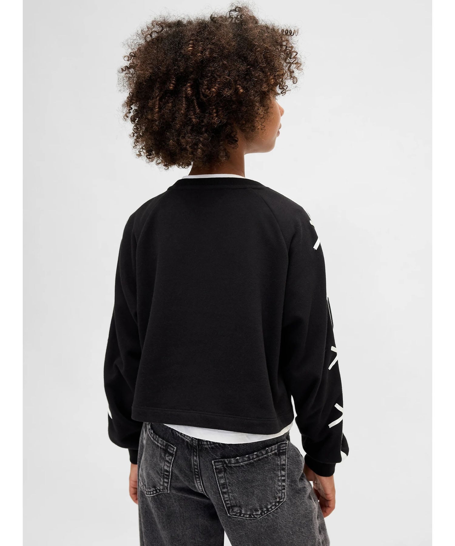 (K) Винтажная мягкая толстовка с V-образным вырезом и лентой (детская) GAP, BLACK — фото 2