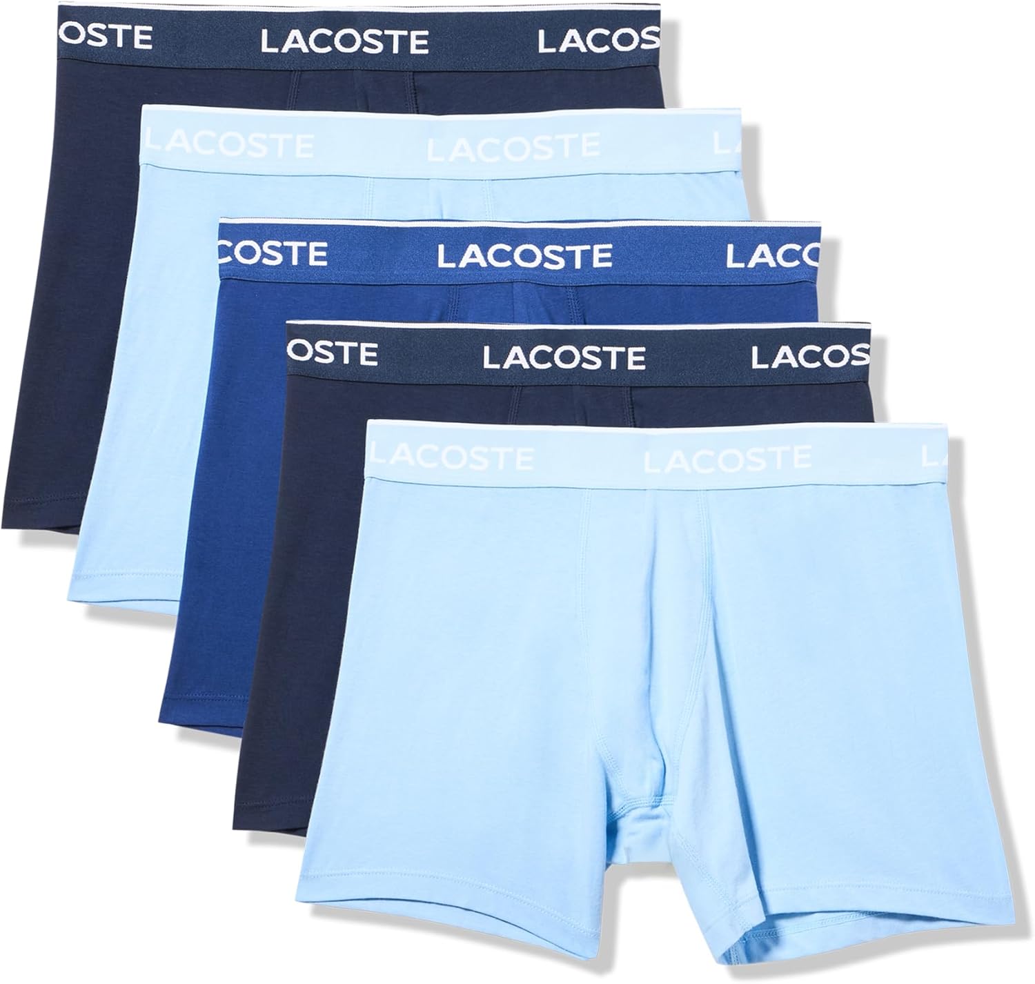 

Lacoste мужские хлопковые эластичные боксеры Essentials, 5 шт (Amazon Exclusives), Overview/Overview/Methylene/Navy Blue/Navy Blue