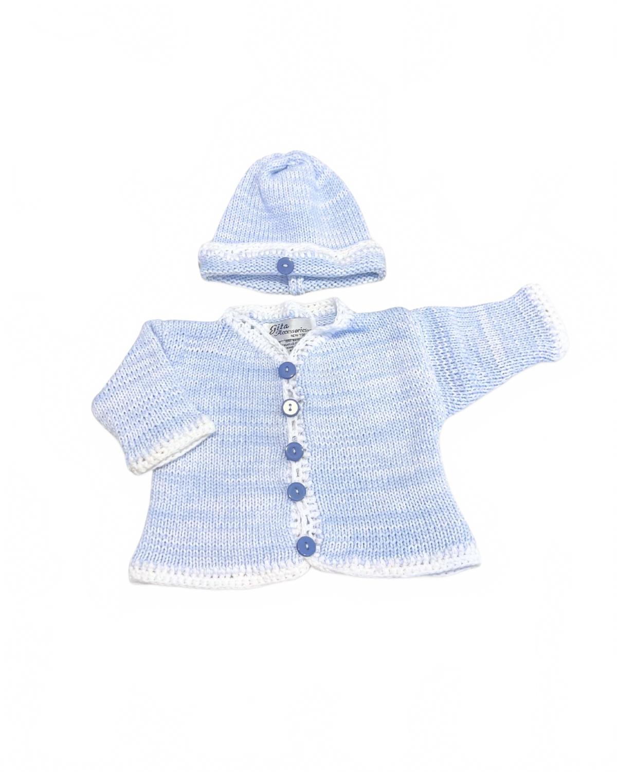 

Кардиган из двух частей твида с шапкой для мальчика, светло-голубой/белый Gita, светло-голубой/белый