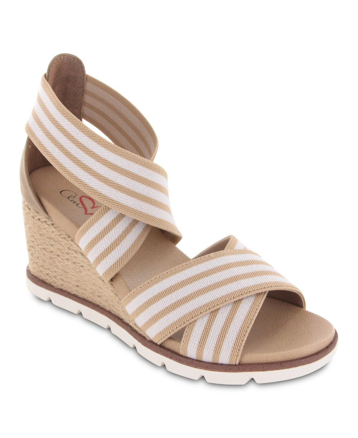 Mia Amore Haiku Sandals Womens Natural White Round Toe Wedge Heel JOBB606
