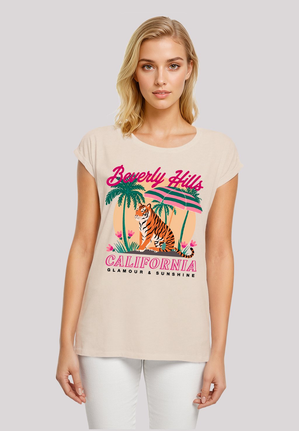 

Футболка с принтом BEVERLY HILLS CALIFORNIA GLAMOUR SUMMER F4NT4STIC, кремовый