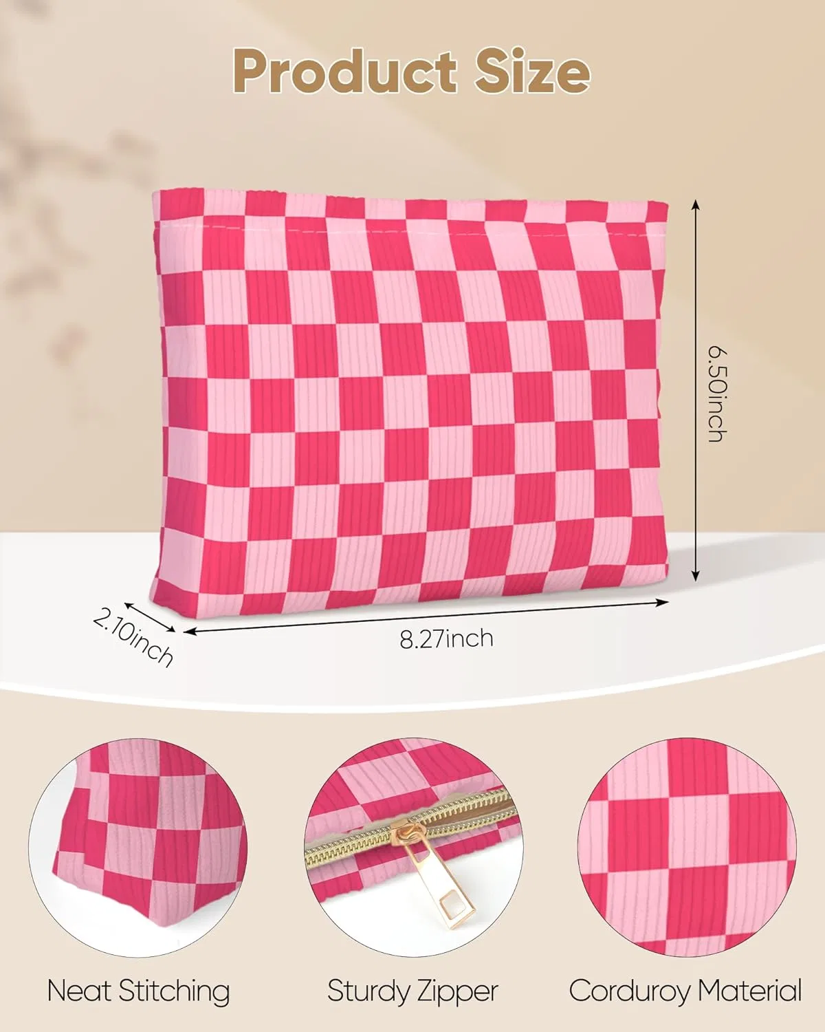 Женская косметичка из вельвета с узором Ksriylm, Magenta — фото 2