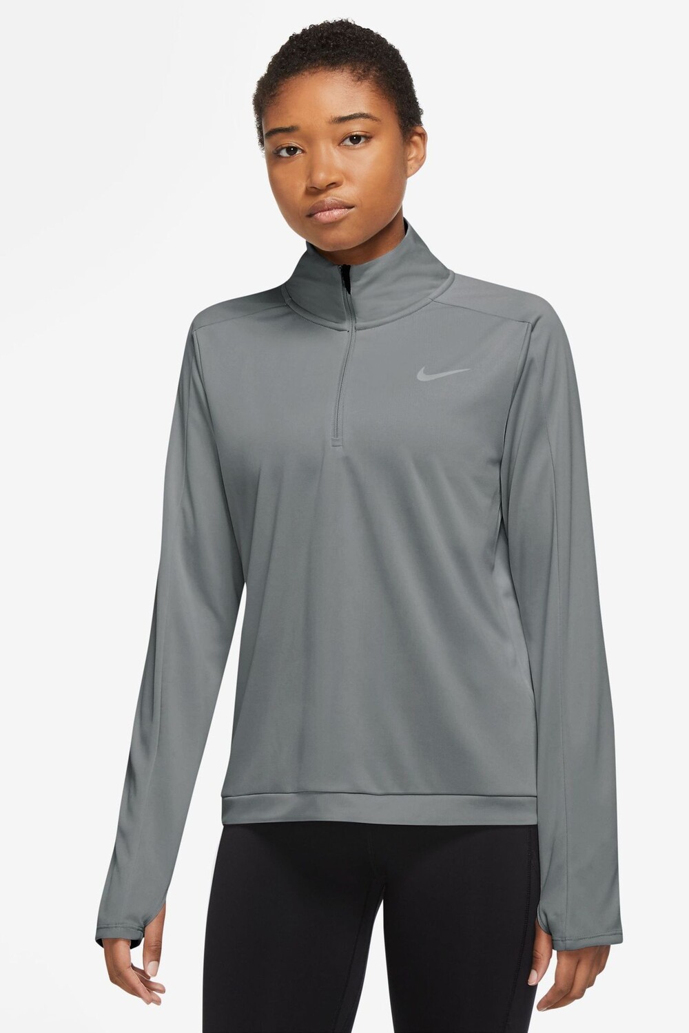 

Беговая футболка Dri Fit Pacer с молнией 1/4 Nike, серый