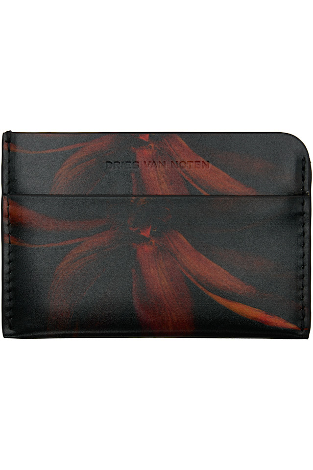 

Dries Van Noten Черно-Оранжевый кожаный держатель для карт