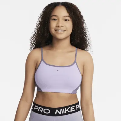 

Спортивный бюстгальтер Nike Indy Girls' Sports Bra, цвет Hydrangeas/Daybreak/Clear