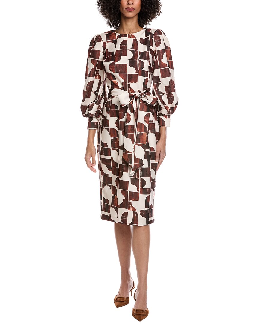 

Платье миди Badgley Mischka с поясом, светло-коричневый