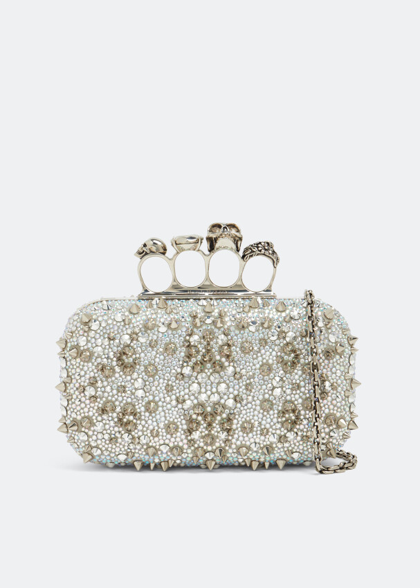 

Клатч Alexander Mcqueen Skull Four Ring, серебряный