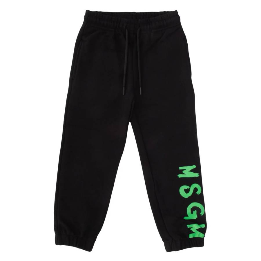 

MSGM Детские спортивные штаны с принтом логотипом и шнурком, черный