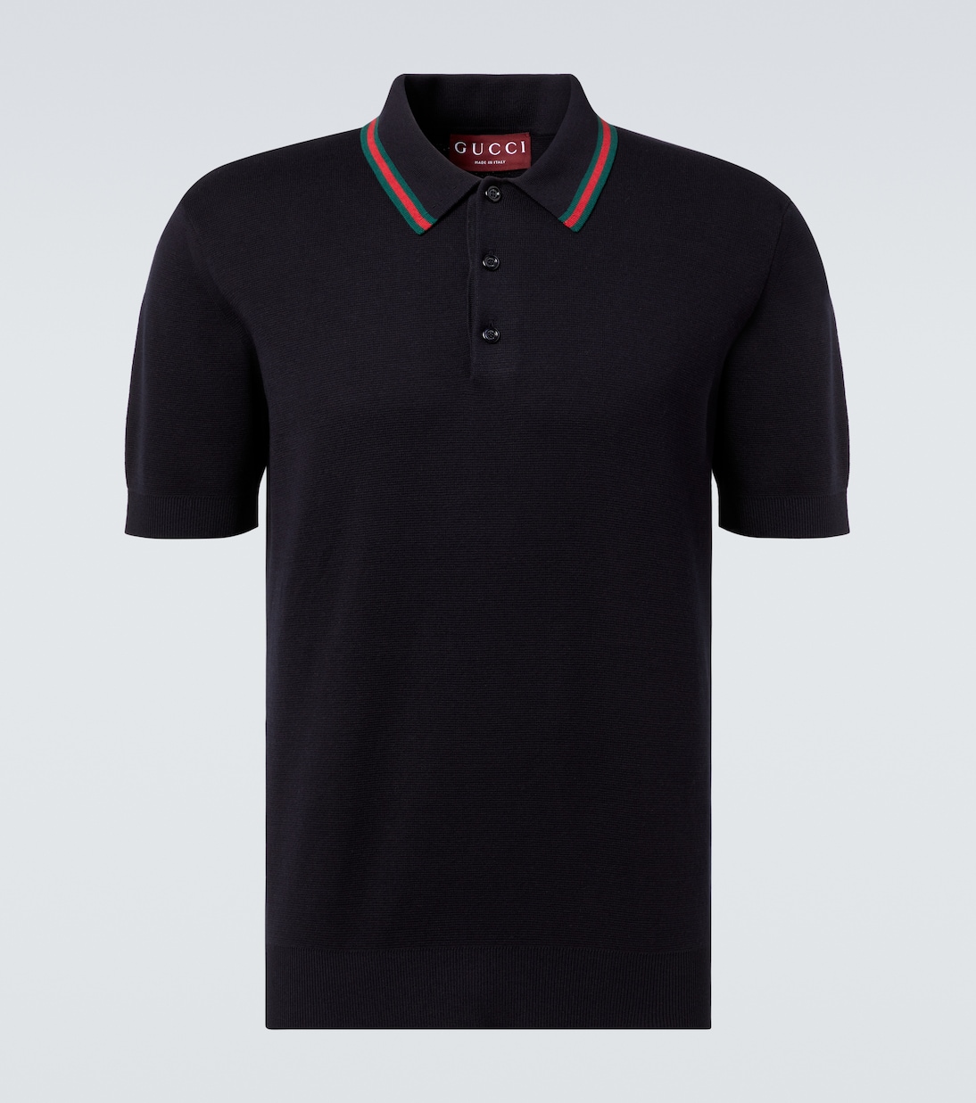 

Полосая шелково-хлопковая поло Web Stripe Gucci, Navy/Green/Red