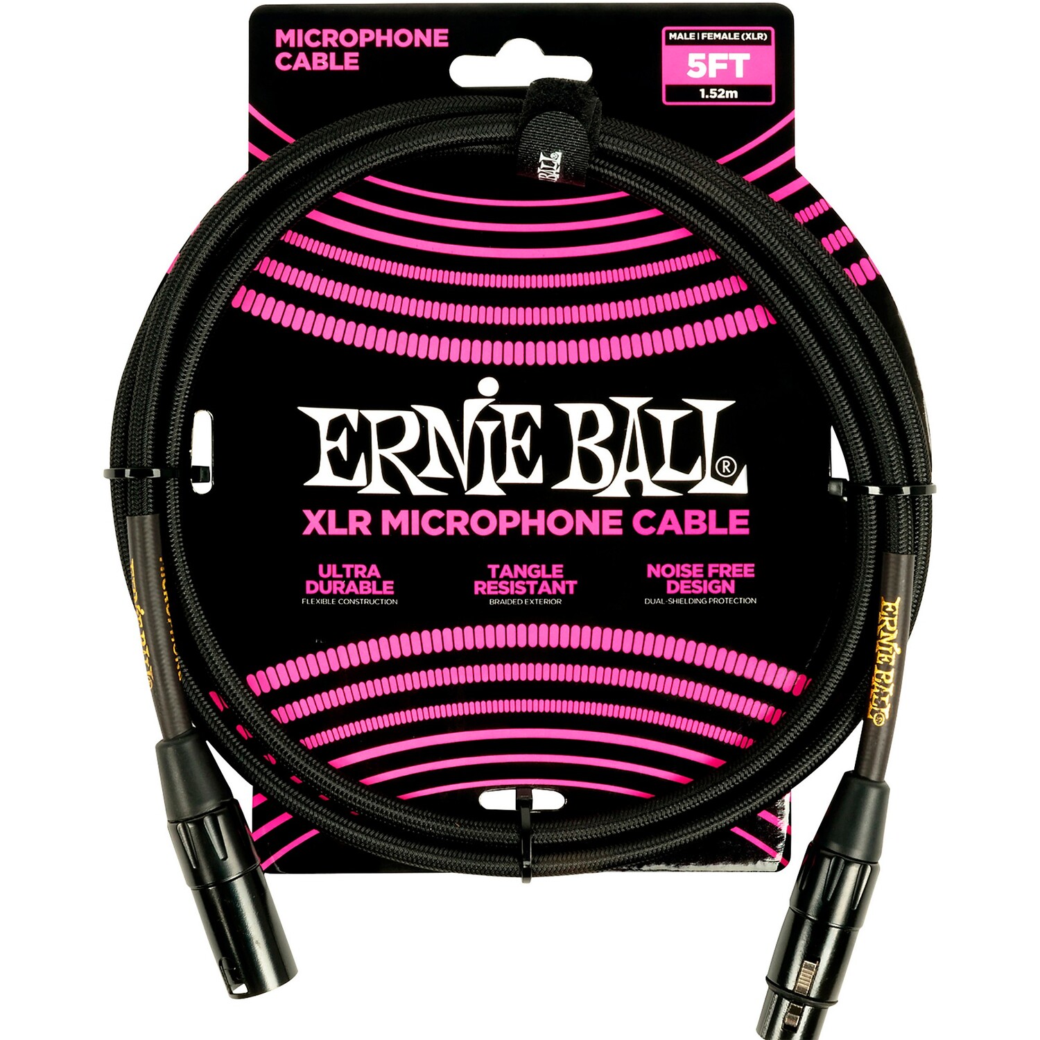 

Микрофонный кабель Ernie Ball с плетеным разъемом XLR, 5 футов, черный
