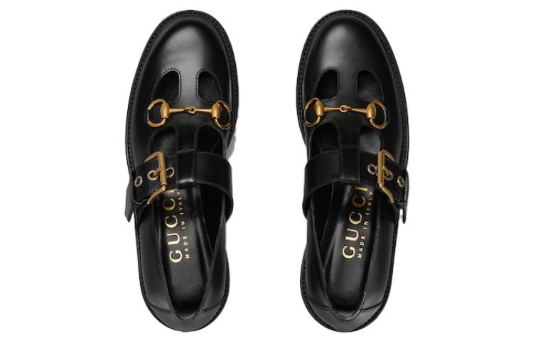 Женские лоферы GUCCI 'Black' на платформе 30 мм с подковой — фото 4
