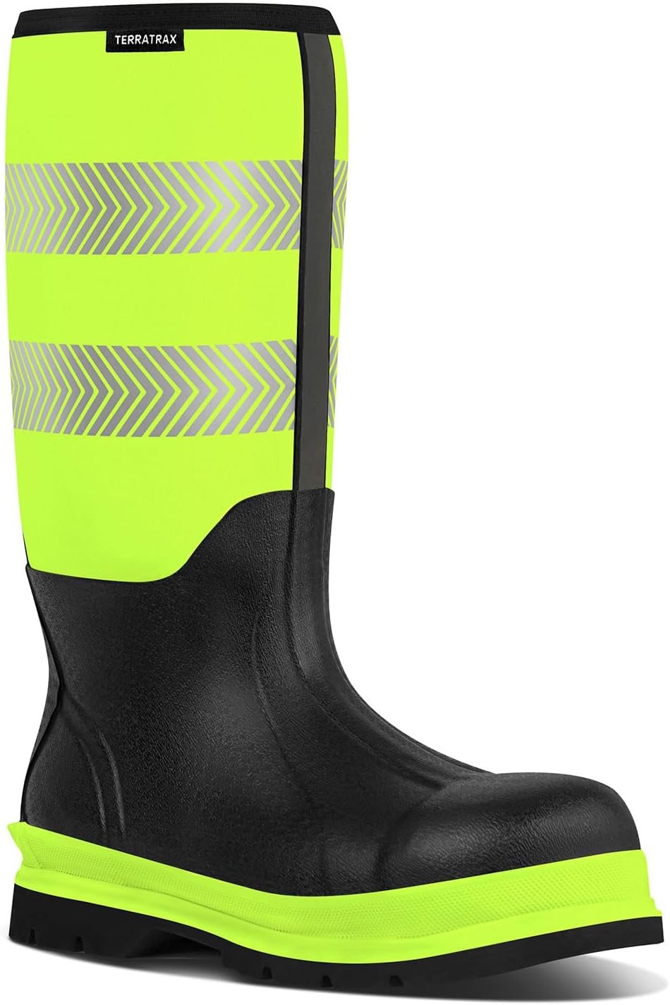 

Ботинки TerraTrax для мужчин с стальным носком - светоотражающие, устойчивые к проколам, маслу и скольжению, из резины и неопренa, дышащие безопасные ботинки для строительства, дорожных работ, промышленности и тяжелых условий, желтый