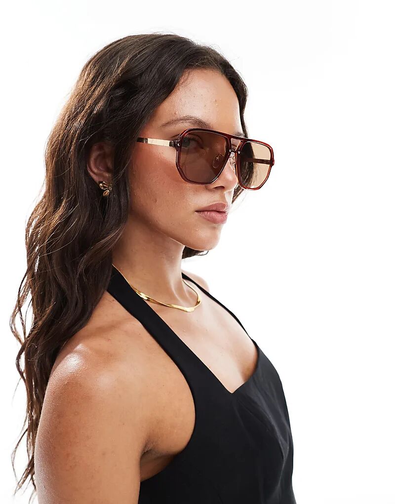 

Контрастные солнцезащитные очки Stradivarius коричневого цвета