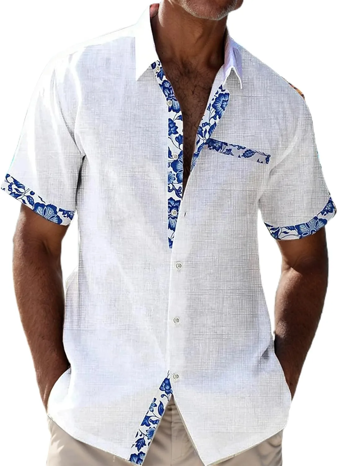 

Мужская гавайская рубашка Casual Linen с контрастной подкладкой YSERB