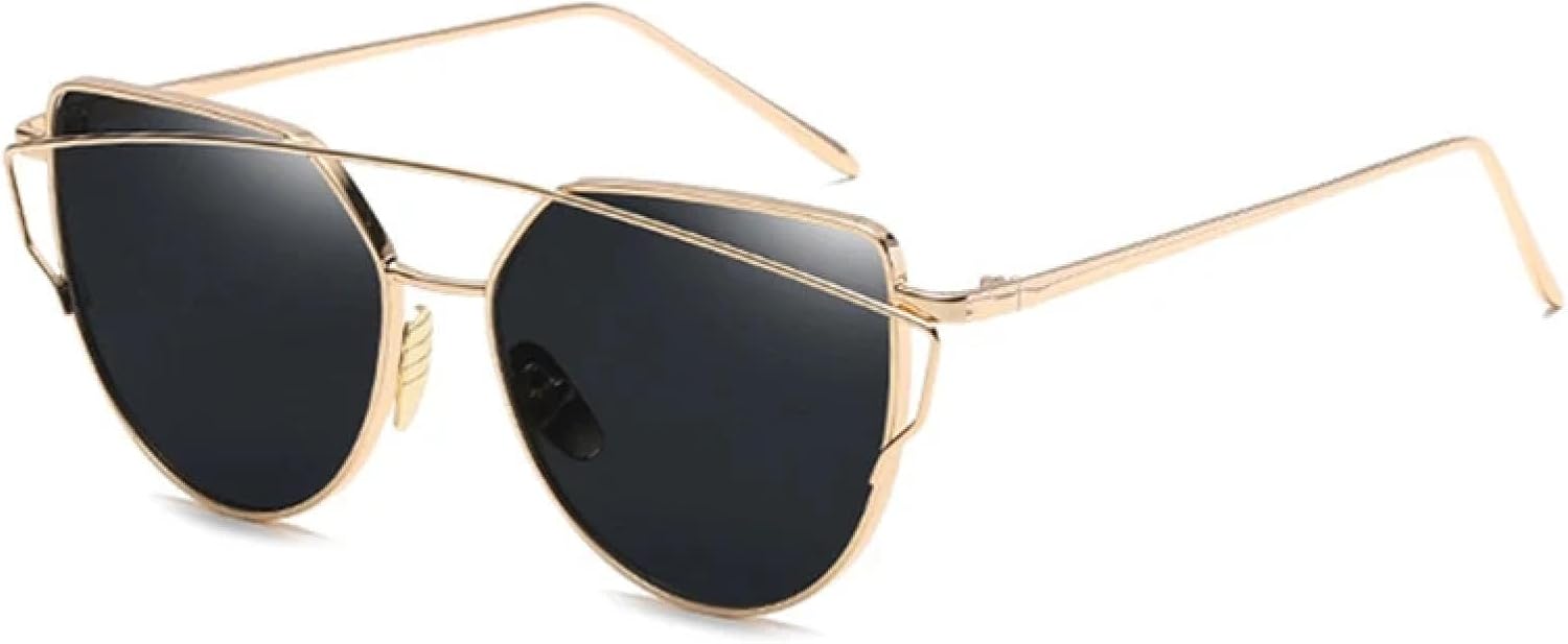 

Солнцезащитные очки с защитой от УФ-излучения UV400 | Металлическая оправа "кошачий глаз" | Для женщин и мужчин | Для занятий спортом на открытом воздухе и вождения DSVIGF, Gold Black