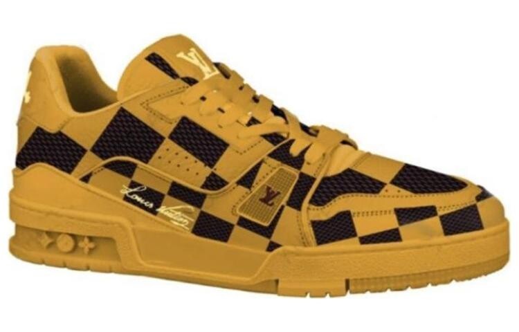 Кроссовки мужские Louis Vuitton Trainer Sneaker Damier Pop, желтый / черный — фото 3