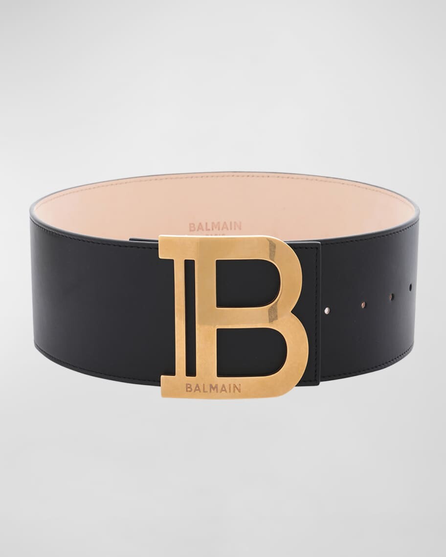 

Ремень из телячьей кожи с логотипом B и пряжкой Balmain