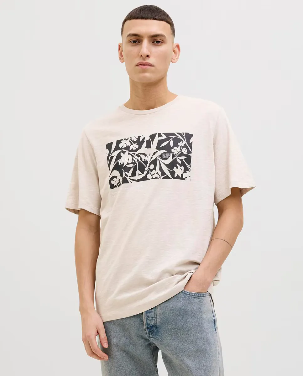 

Мужская футболка с короткими рукавами и дизайном спереди Jack & Jones, бежевый