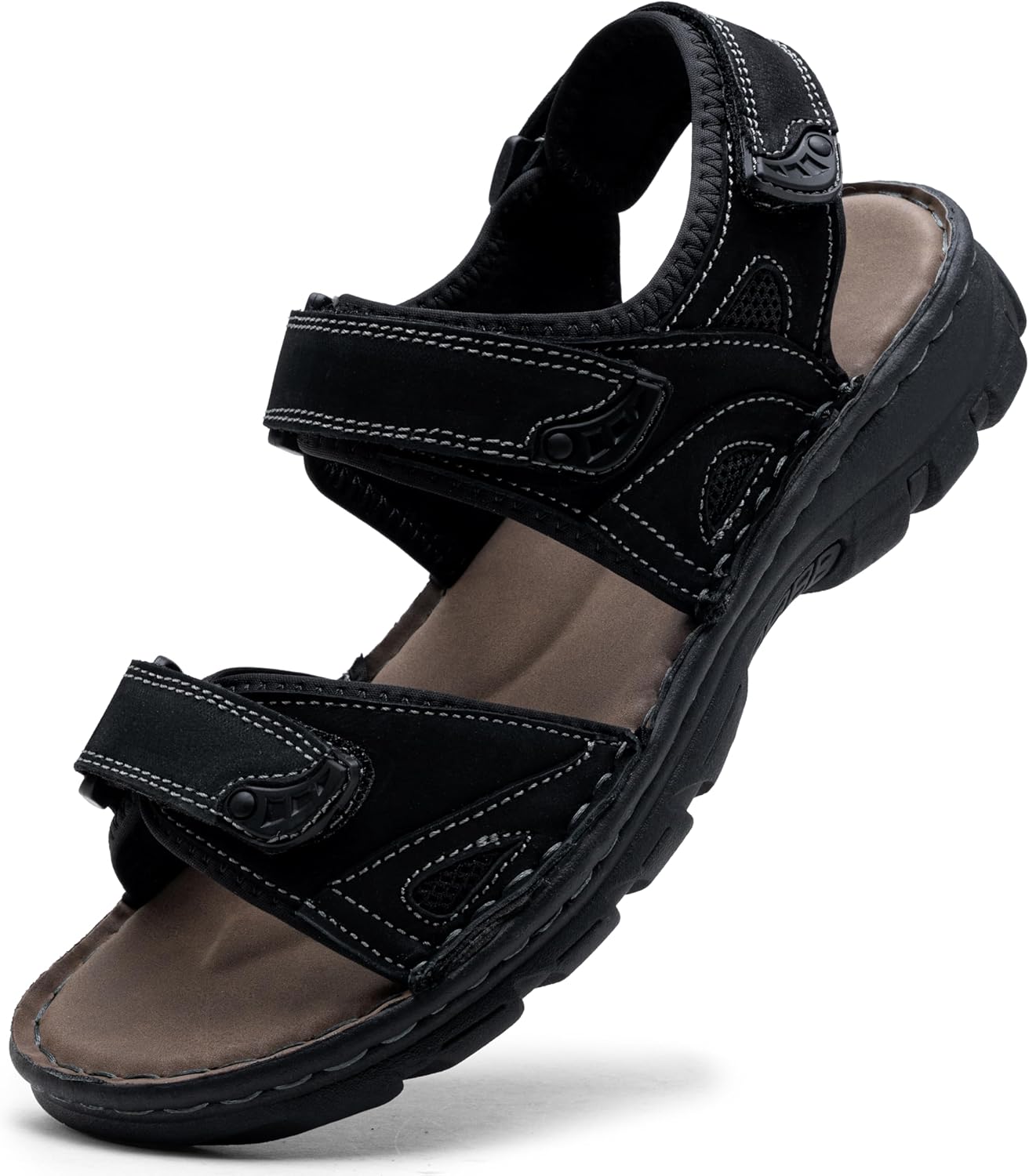 

Мужские сандалии Jousen, кожаные, с открытым носком, пляжные сандалии для активного отдыха, летние спортивные и походные сандалии, черный