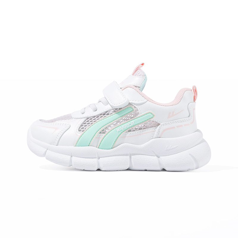 

Нескользящие, износостойкие, дышащие детские кроссовки для бега WARRIOR, черный/зеленый