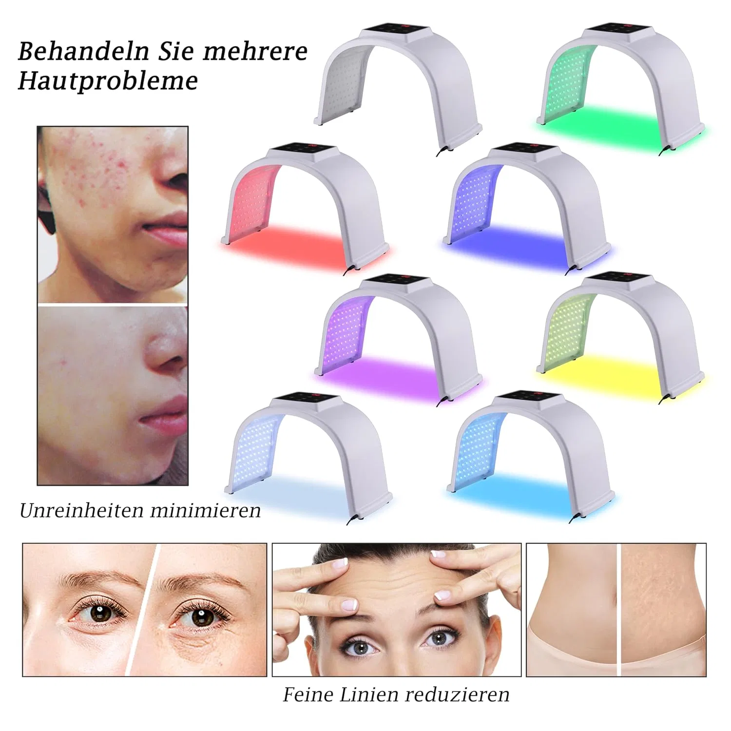 LED-терапевтический аппарат с 7 цветами для омоложения кожи ‎Jmfbeauty, Weiß_A — фото 3
