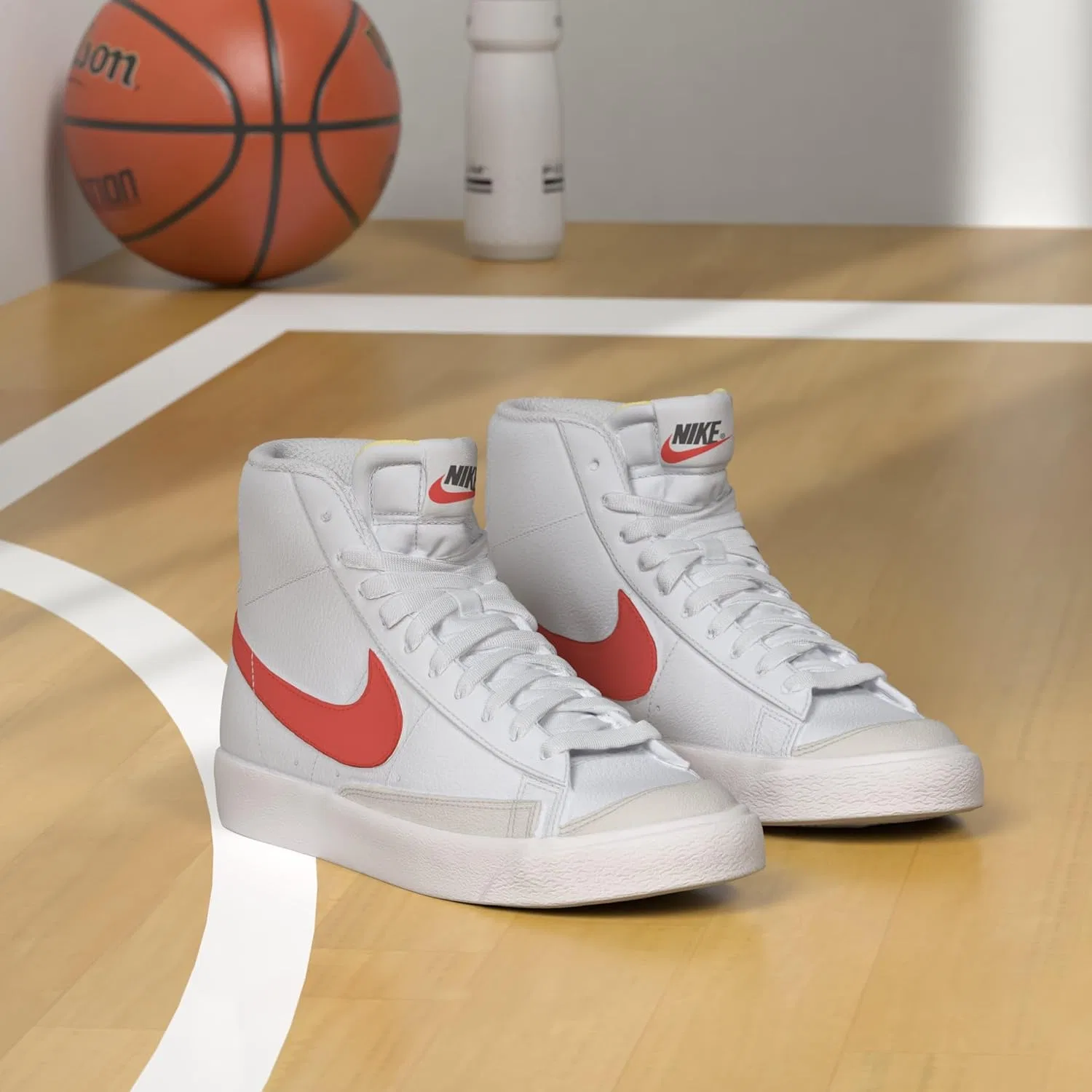 Винтажные баскетбольные кроссовки Nike Blazer Mid '77 для мужчин, белый/оранжевый/оранжевый — фото 2
