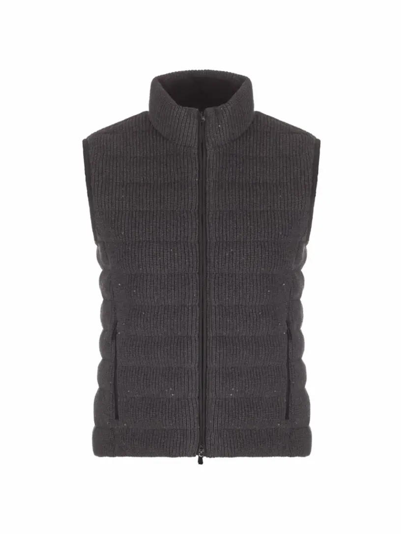 

Стеганый жилет с пайетками Brunello Cucinelli, серый