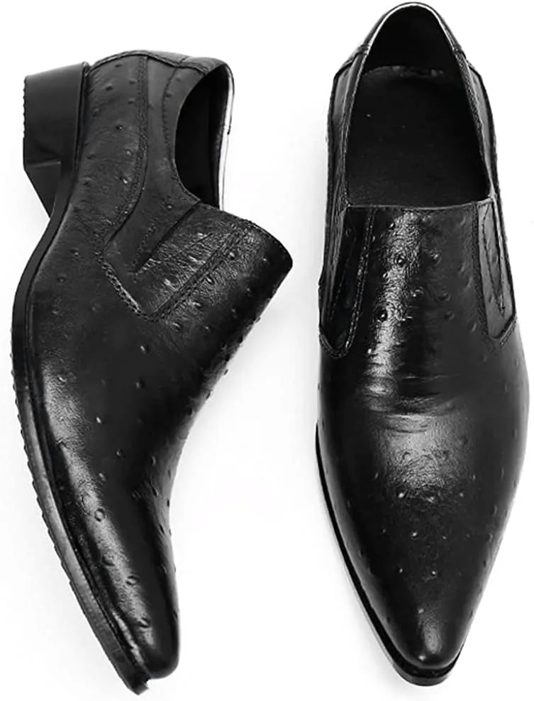 Мокасины Santimon Mens Slip On Loafers - туфли для повседневной и официальной носки из натуральной кожи, удобные, подходящие для вечеринок, путешествий и свадеб, черный — фото 4