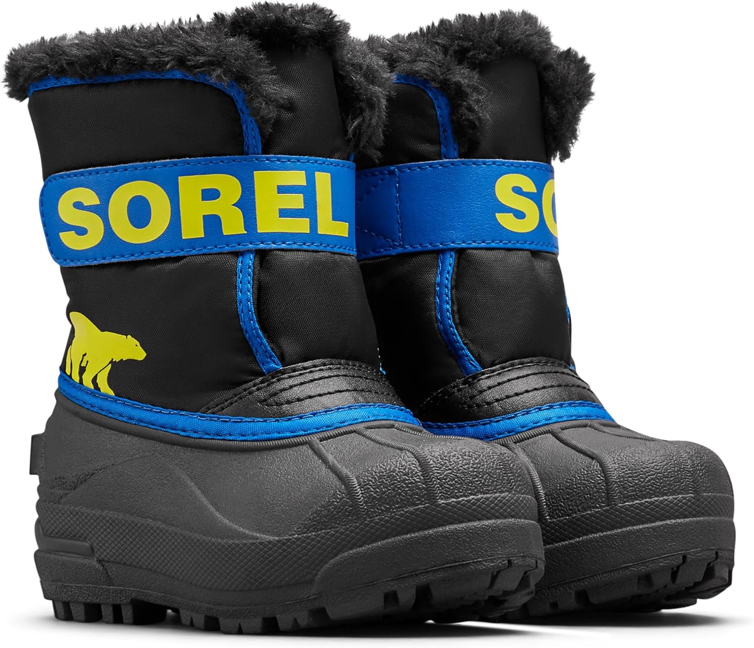 SOREL - Детские зимние ботинки Snow Commander для детей, Little Kid (4-8 Years) Black/Super Blue — фото 2