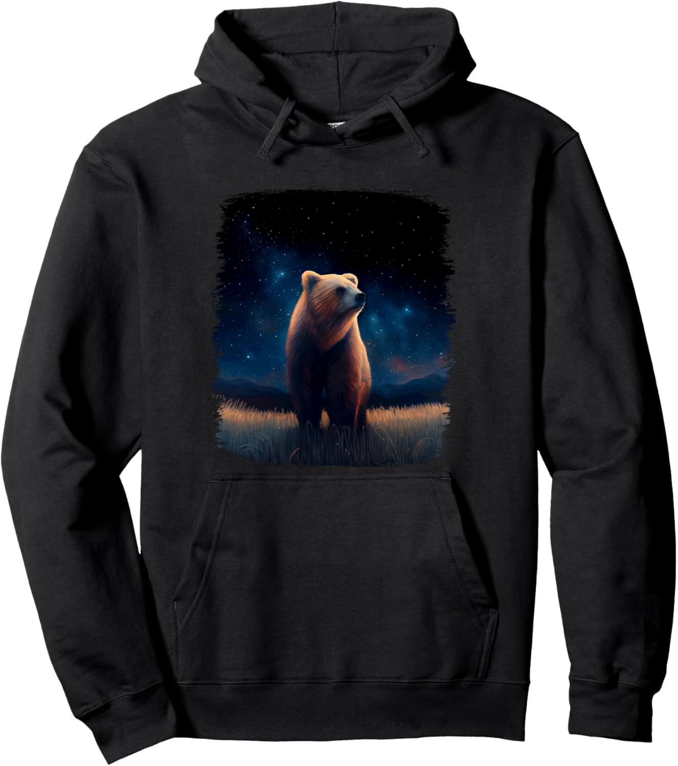 

Худи «Величественный медведь под звездами» Majestic Wilderness Bear Night Sky Stars, черный