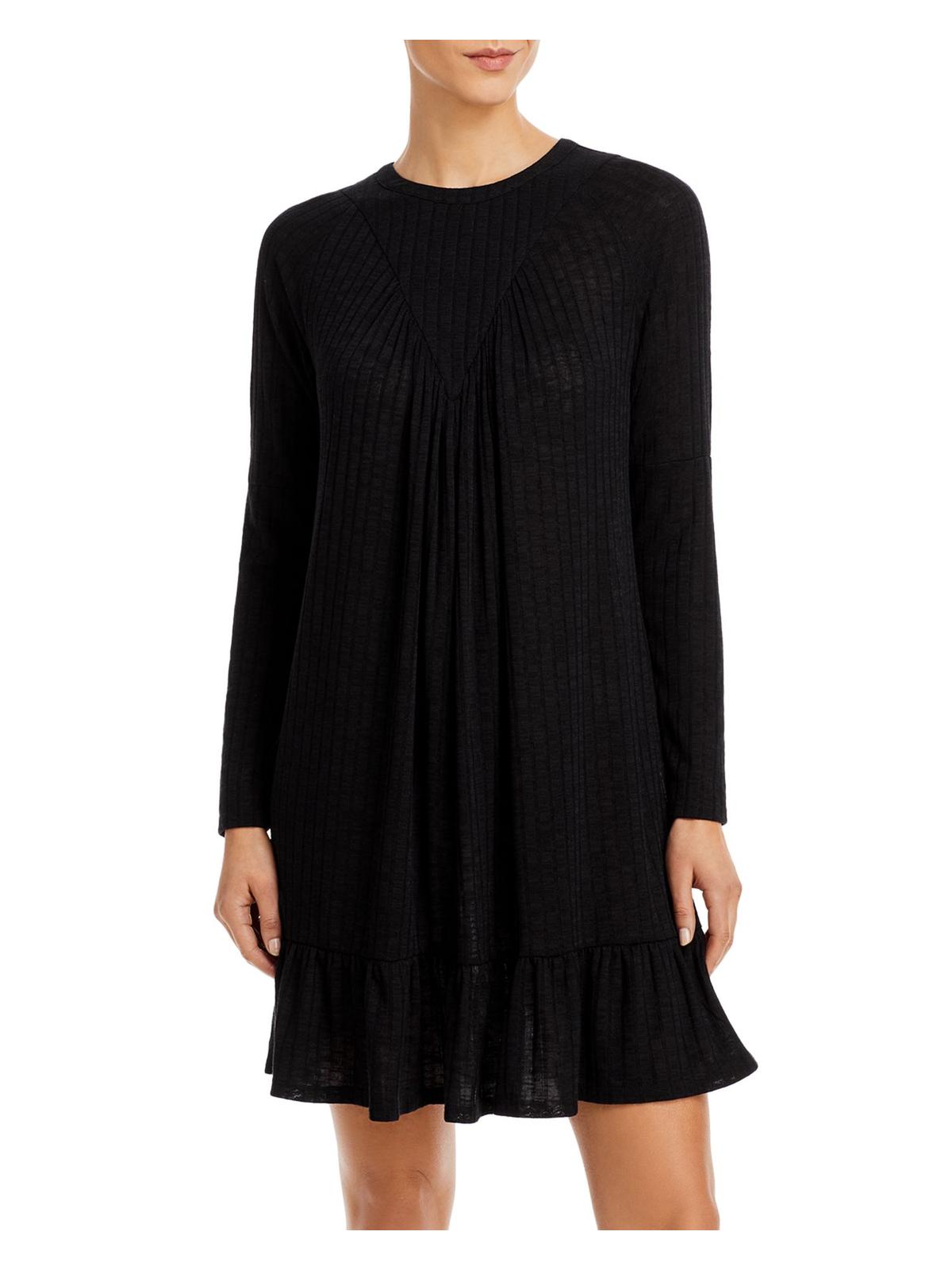 

Женское трикотажное мини-платье со сборками Aqua, цвет solid black