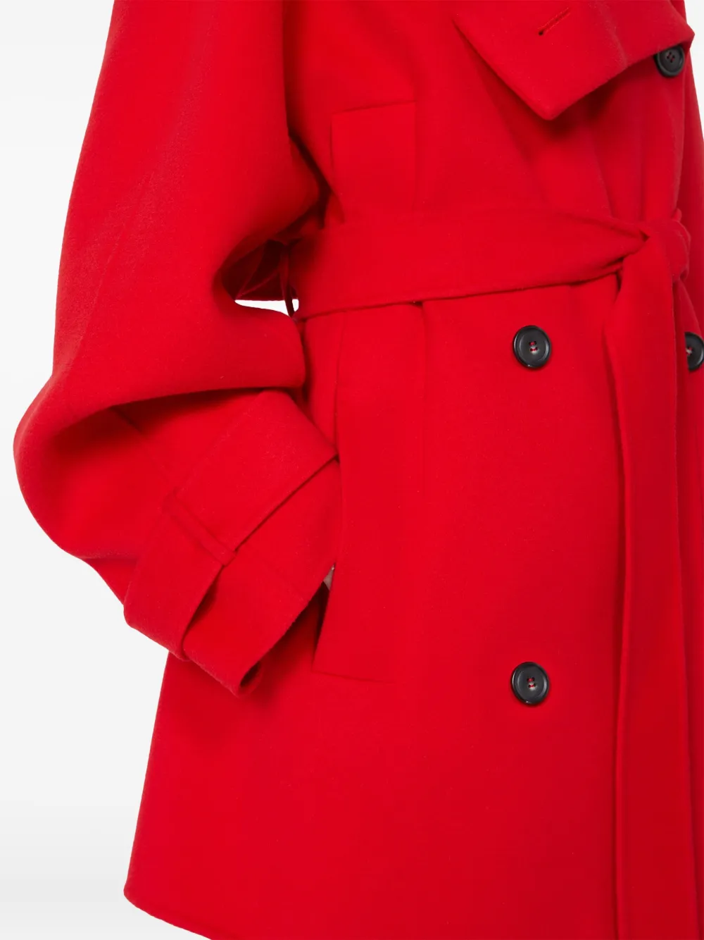 Пальто с поясом и воротником Max Mara, красный — фото 4