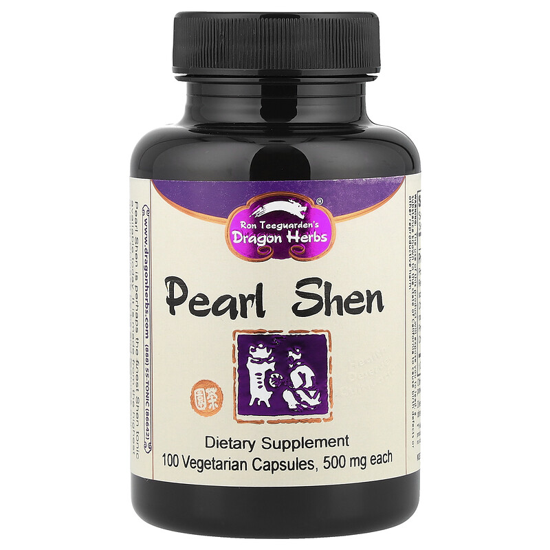 

Dragon Herbs, Pearl Shen, 500 мг, 100 растительных капсул