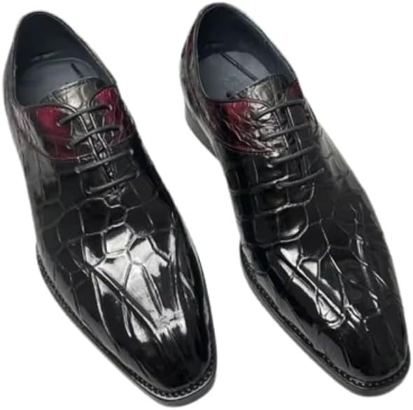 

Мужские оксфорды из кожи настоящего крокодила с квадратным носком, туфли на шнуровке из натуральной экзотической кожи аллигатора, разноцветные Generic