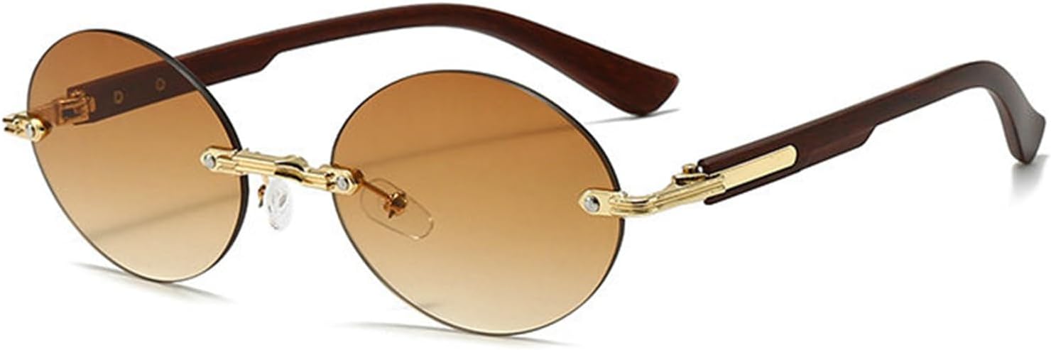 

Солнцезащитные очки Helena Retro Small Oval для женщин и мужчин, модные солнцезащитные очки без оправы, круглые солнцезащитные очки в стиле Y2K, дизайнерские солнцезащитные очки, C4