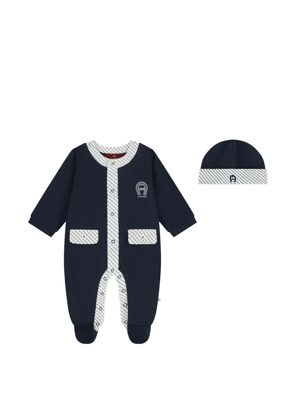 Комплект детского комбинезона с откидным клапаном и логотипом Aigner Kids, синий
