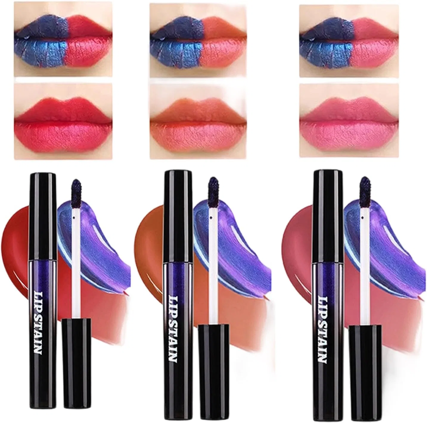 Тинт для губ Peeling Lip Stain, 3 шт, водостойкий, белый