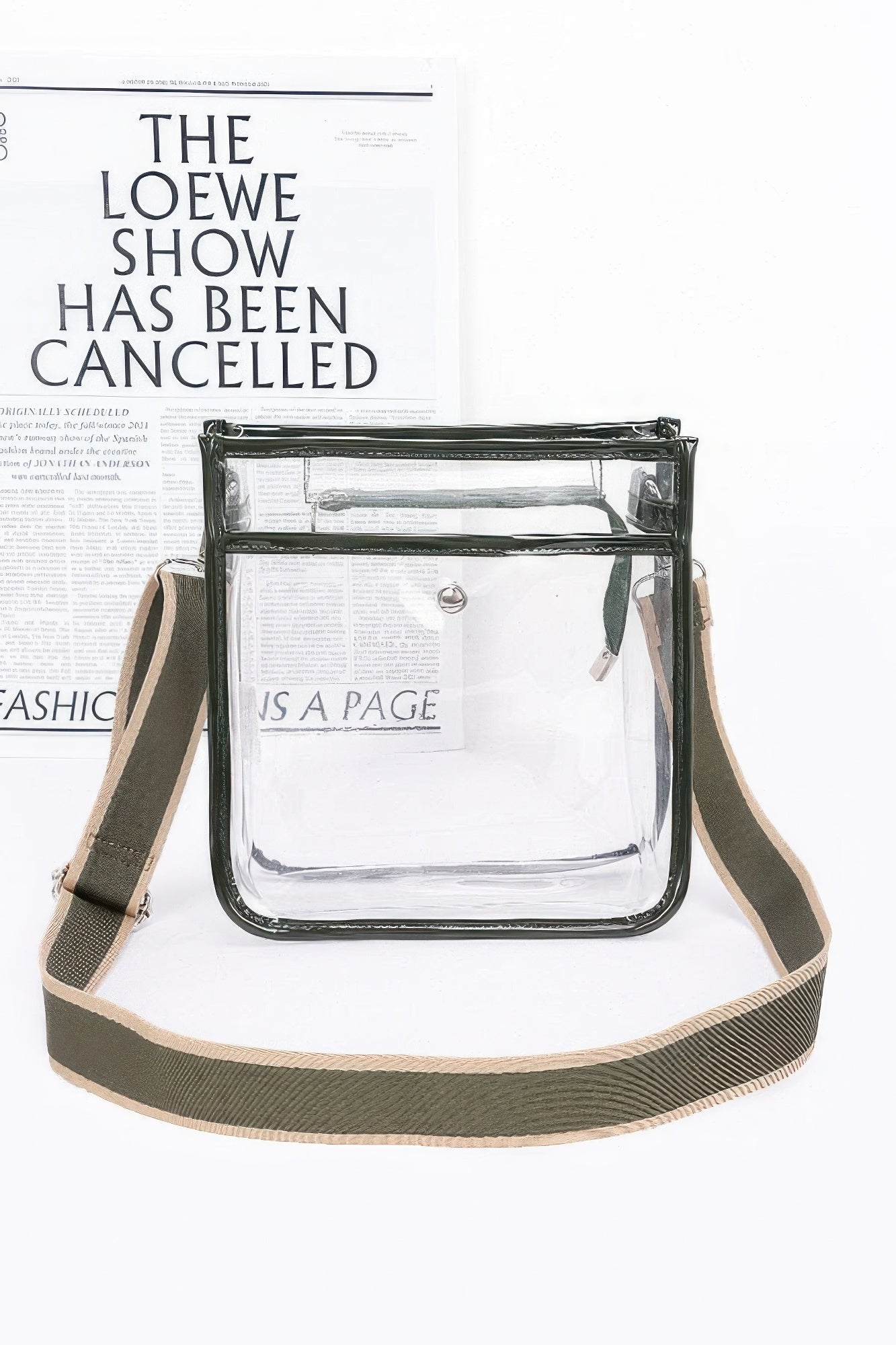 

Женская прозрачная школьная сумка с ремешком FASHNZFAB, оливковый