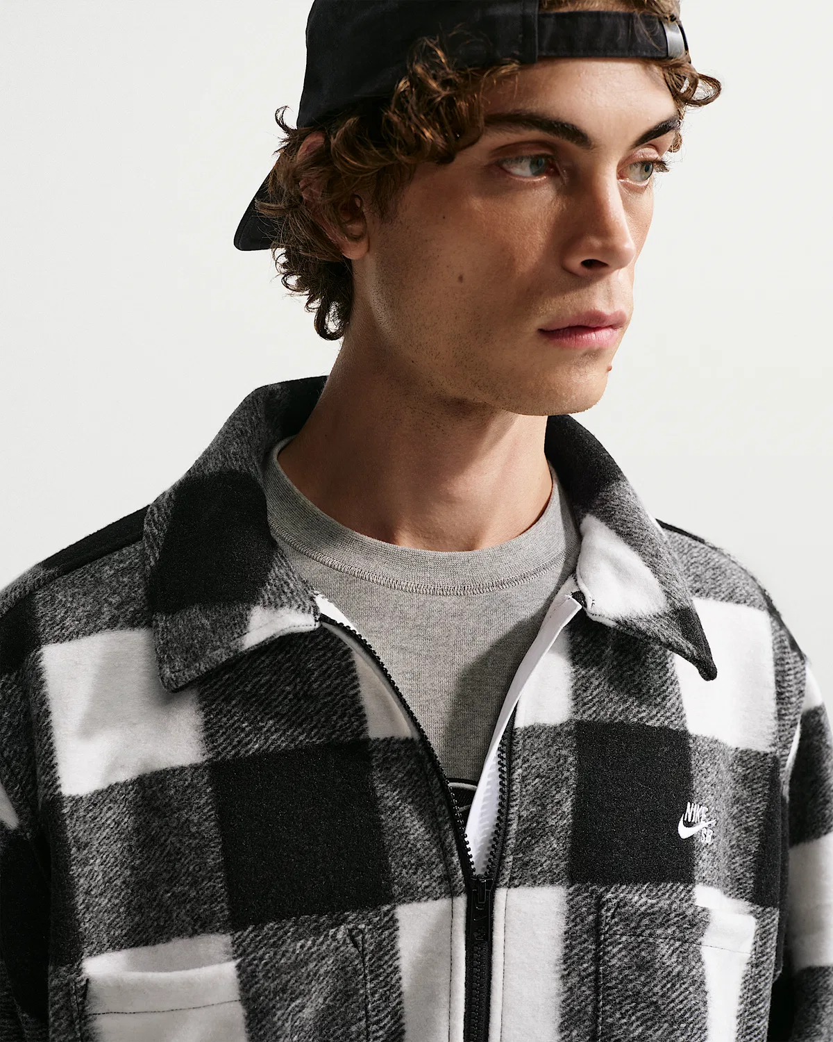 Essential Skate Shirt Jacket Nike SB, White/Black/White — фото 3