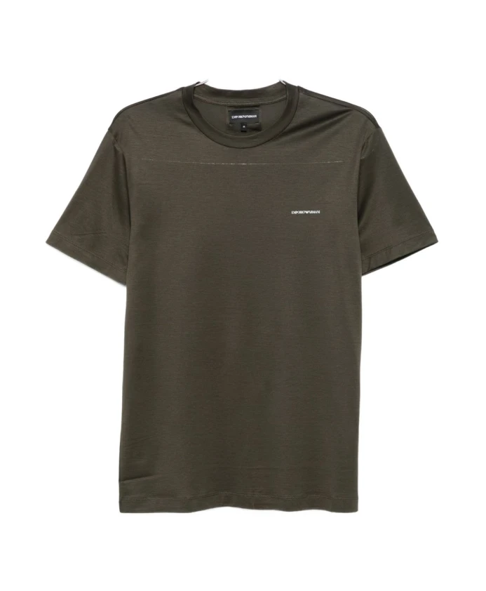 

Футболка из хлопковой смеси с зеленым логотипом Emporio Armani, зеленый