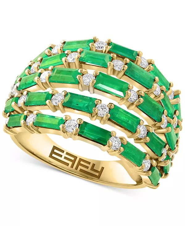 

Кольцо с бриллиантом (5/8 карата) и синим сапфиром (3 карата) из 14-каратного белого золота (доступно с розовым сапфиром, изумрудом и рубином) Effy Collection, emerald