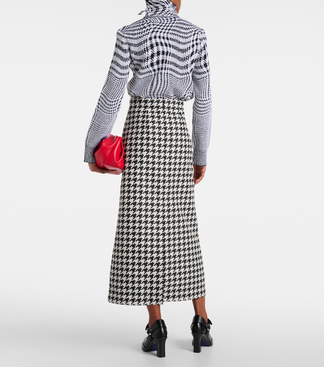 Юбка макси Burberry Гусиные лапки, черный — фото 3